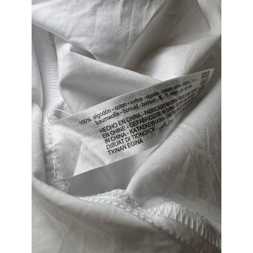 Zara White Tiered Babydoll Mini Dress M Puff Sleeve Button Front Cottagecore - Picture 8 of 9